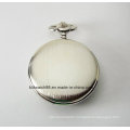 Custom Engraved Silver Satin Finish Quartz Pocket Watch Chain